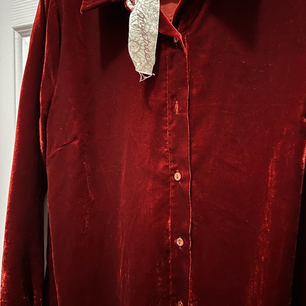 Mystree Velvet Button Down Shirt